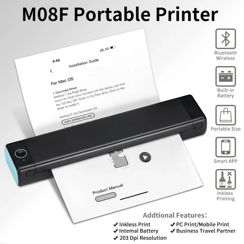 LodgeLoom™ Phomemo M08F A4 Portable Thermal Printer