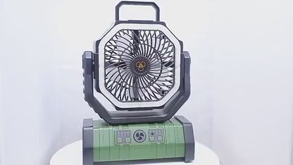 LodgeLoom™ Tragbarer wiederaufladbarer Ventilator mit 20.000 mAh und LED-Licht